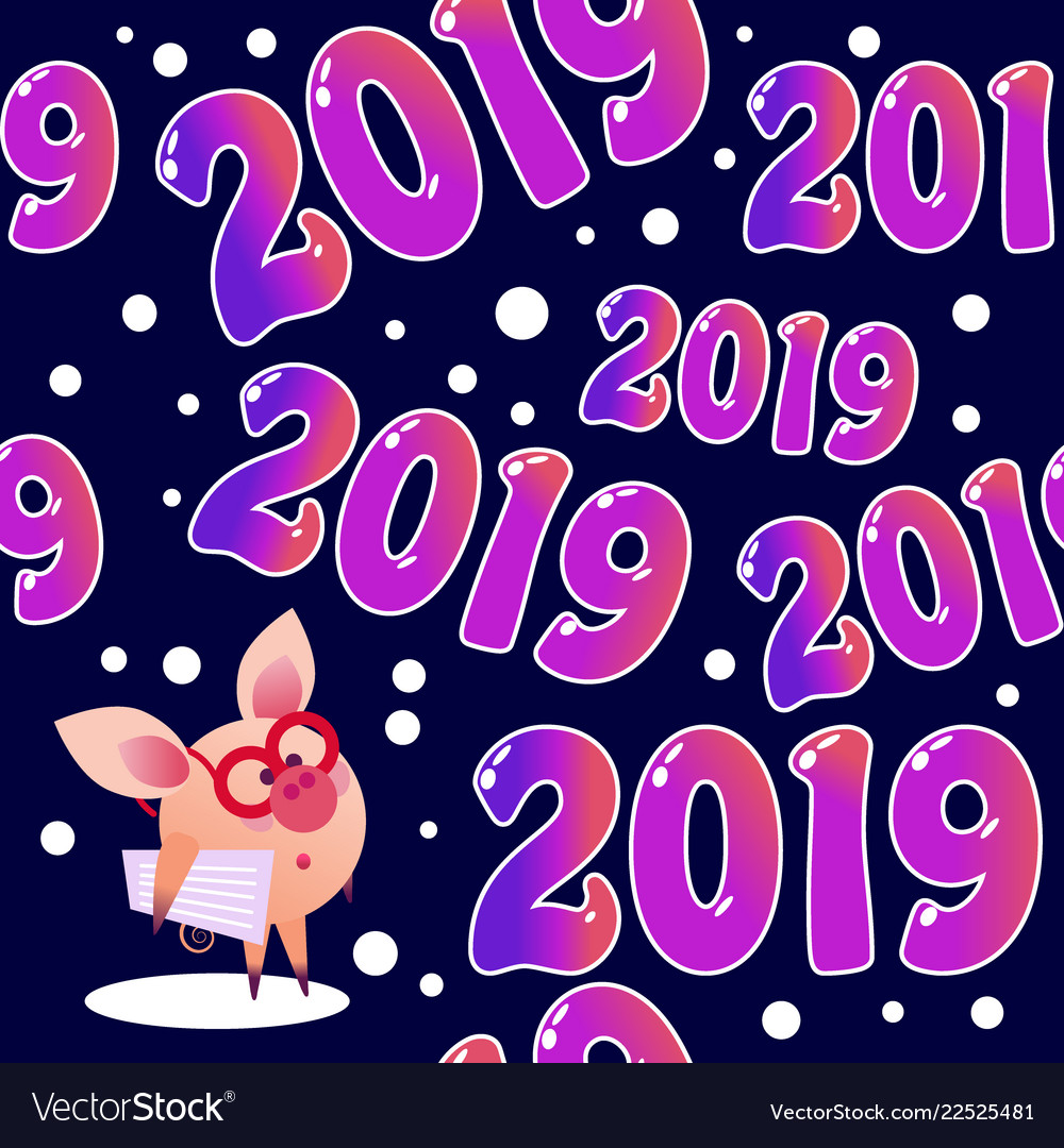 2019 seamless pattern with pig