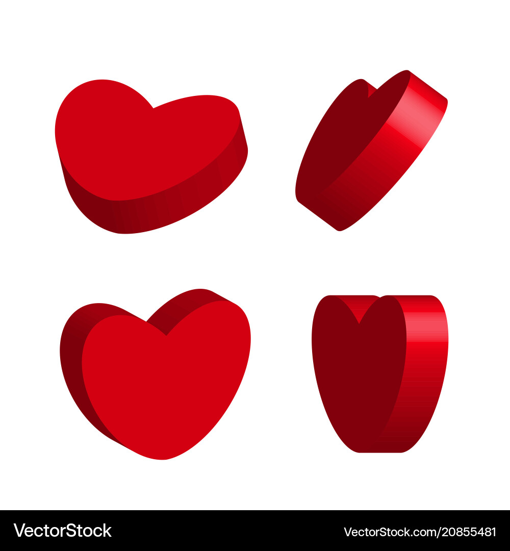 3d hearts Royalty Free Vector Image - VectorStock