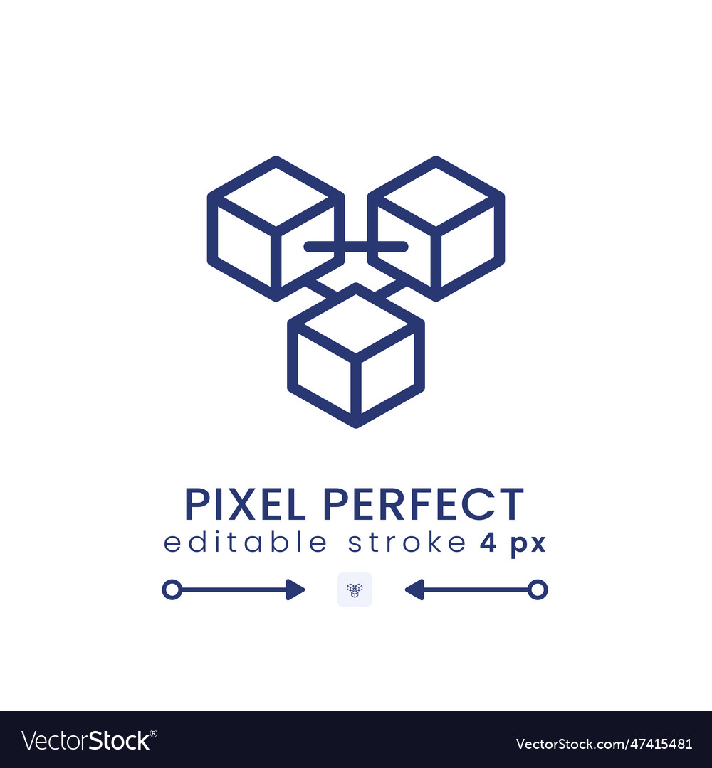 Blockchain network linear desktop icon vector image Blockchain network linear desktop icon