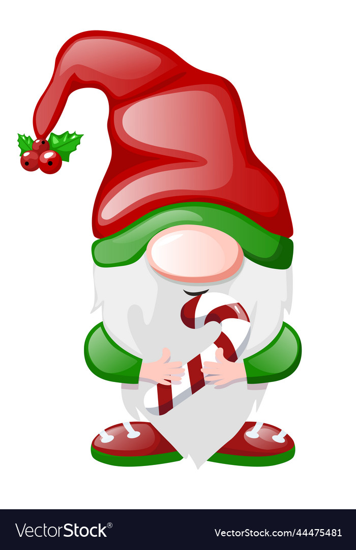 Christmas gnome with a lollipop Royalty Free Vector Image