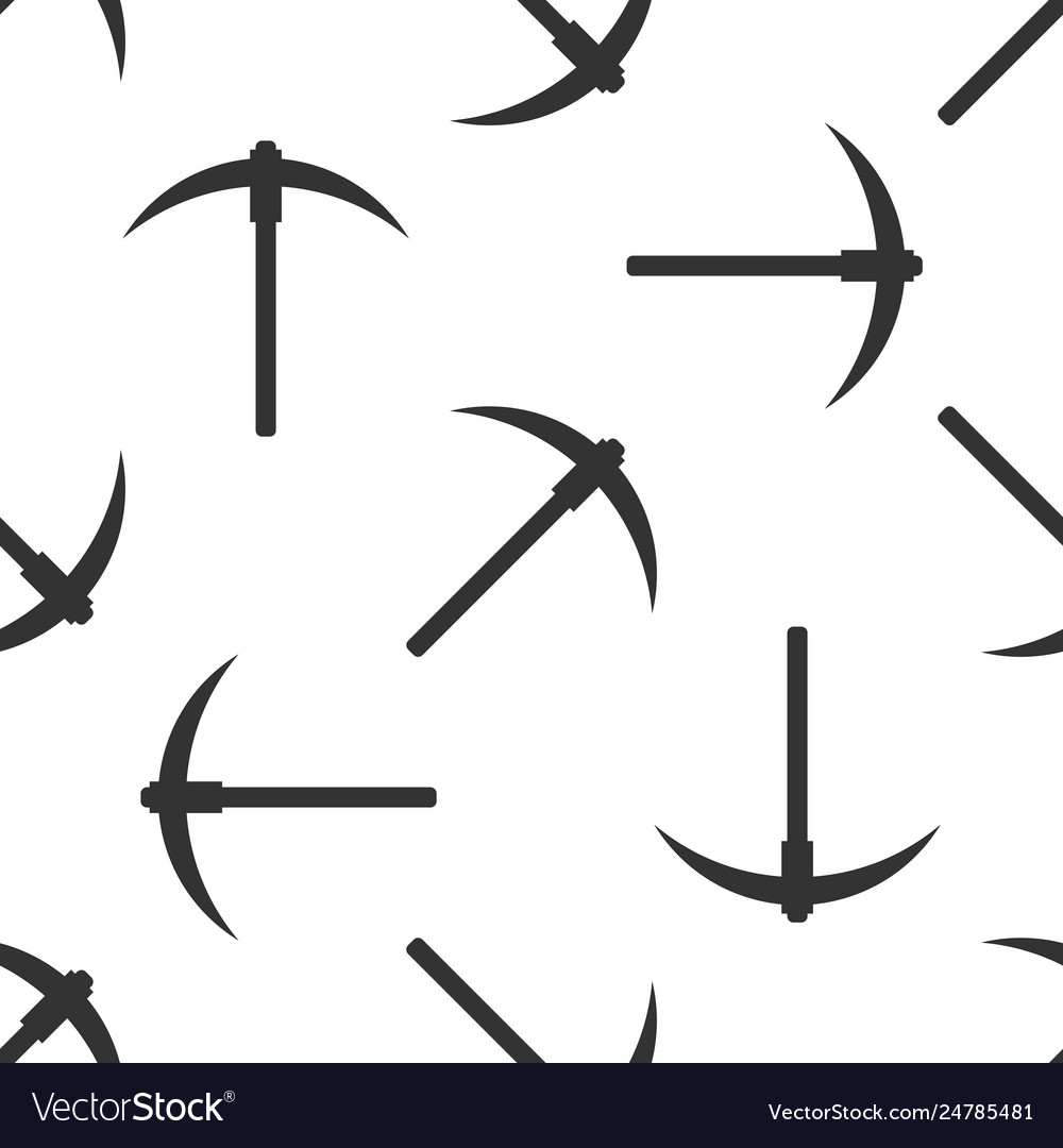 Grey pickaxe icon isolated seamless pattern vector image Grey pickaxe icon isolated seamless pattern