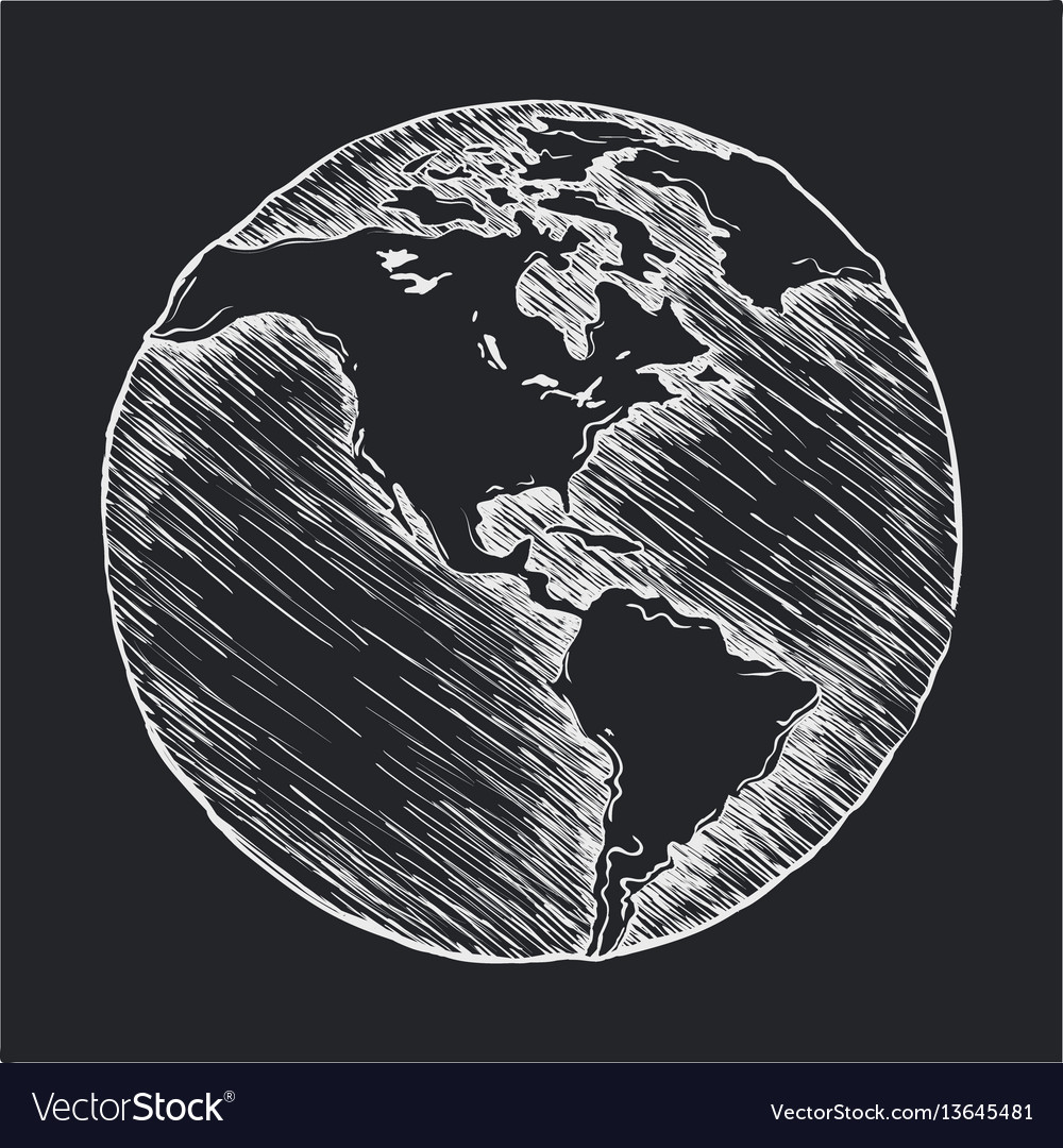 Hand drawing line icon globe outline vector image Hand drawing line icon globe outline