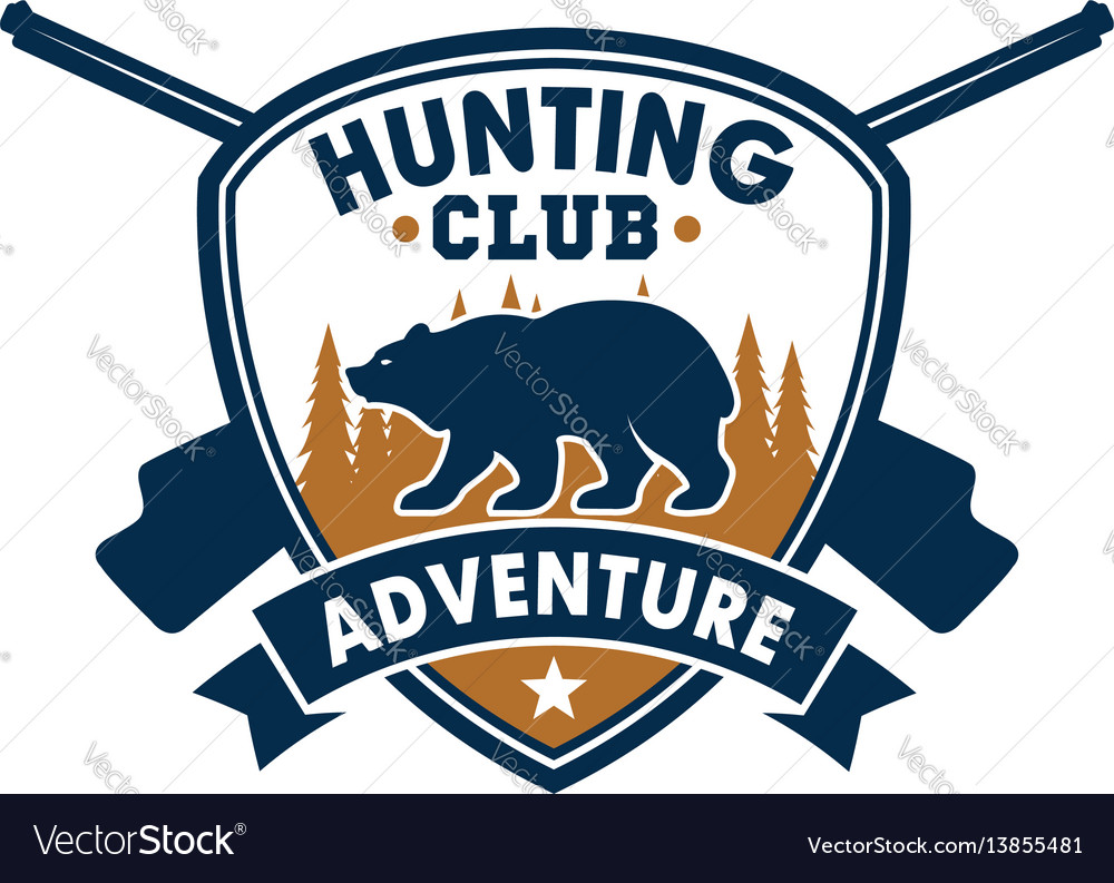 Hunting Club Sporting Badge With Wild Bear Vector Image