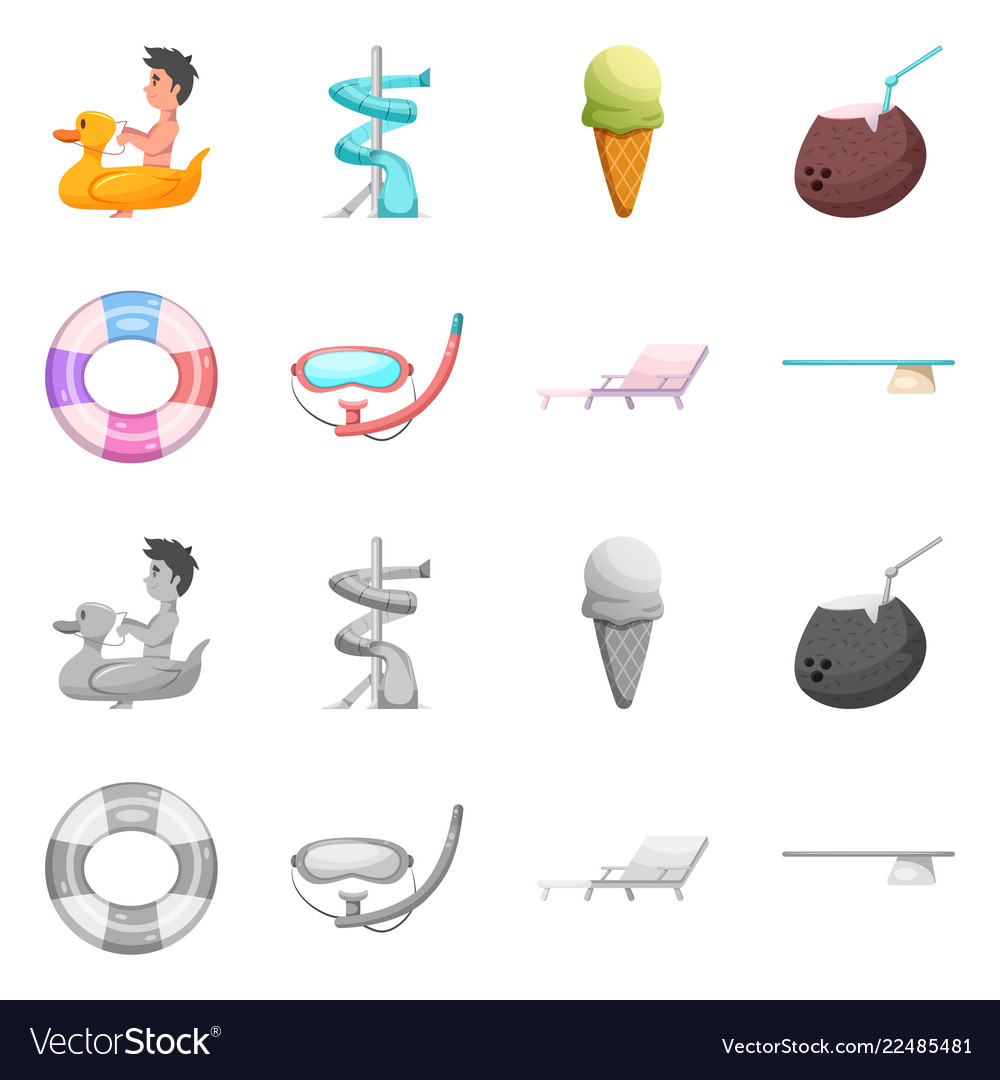 Isolated object of pool and swimming icon set vector image Isolated object of pool and swimming icon set