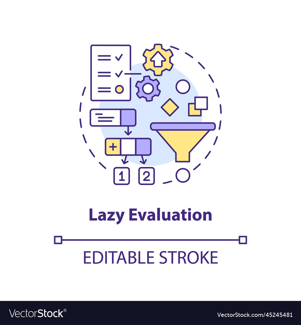 Lazy evaluation concept icon vector image Lazy evaluation concept icon