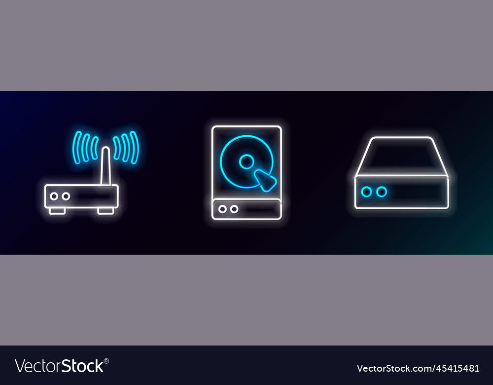 Setzen Sie Zeilenserver Daten Web Hosting Router und wi vector image Setzen Sie Zeilenserver Daten Web Hosting Router und wi