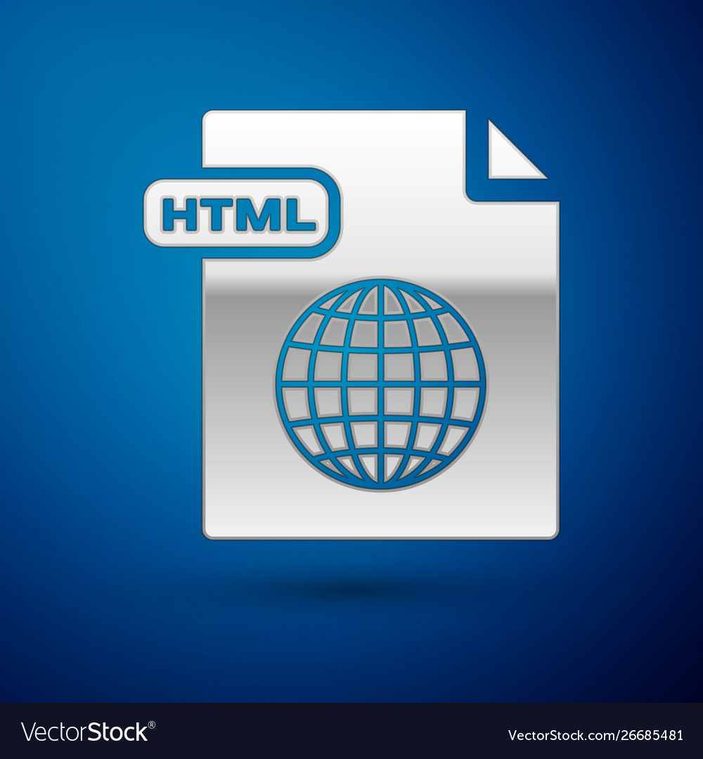 Silver html file document download button vector image Silver html file document download button