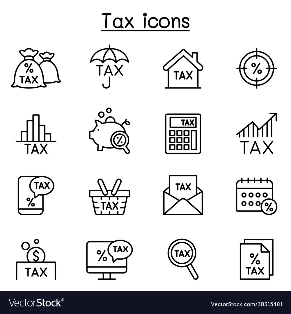 Tax icon set in thin lines style Royalty Free Vector Image