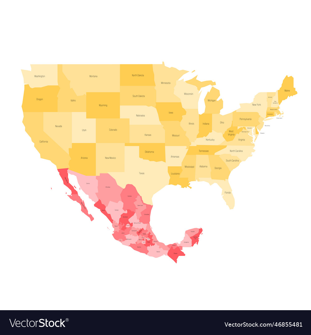 Vereinigte Staaten und mexico politische Karte