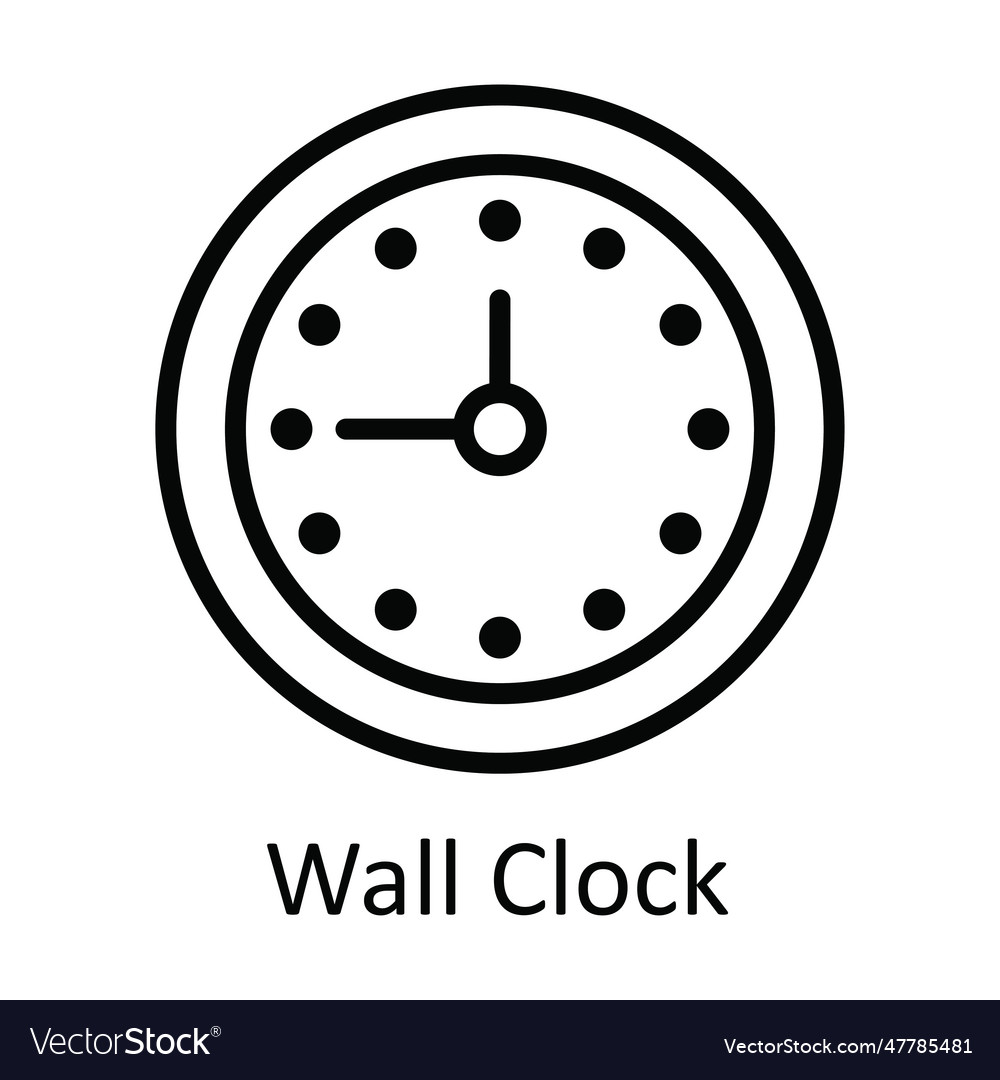 Wall clock outline icon design Royalty Free Vector Image