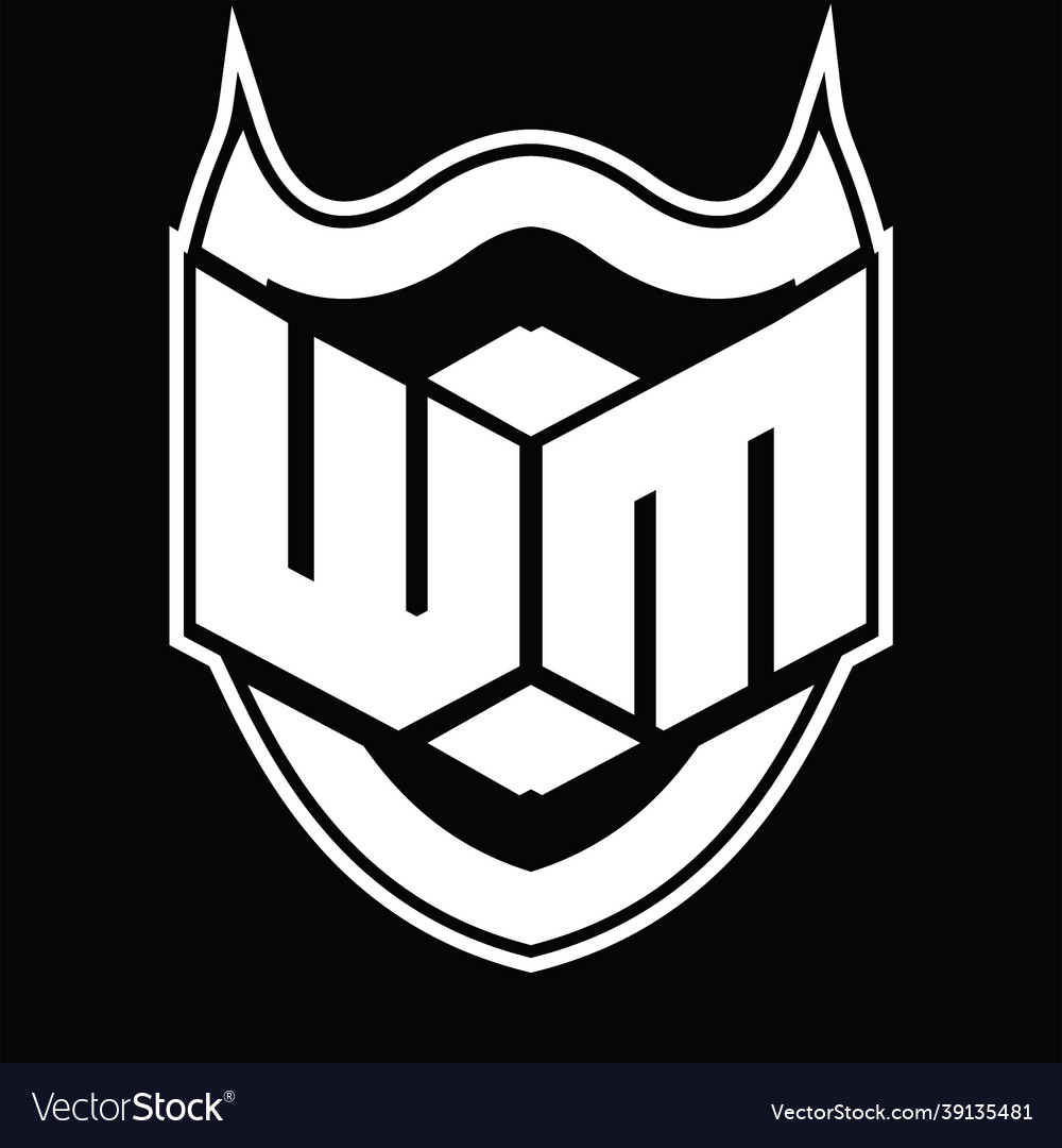 Wm logo monogram design isolated with shield