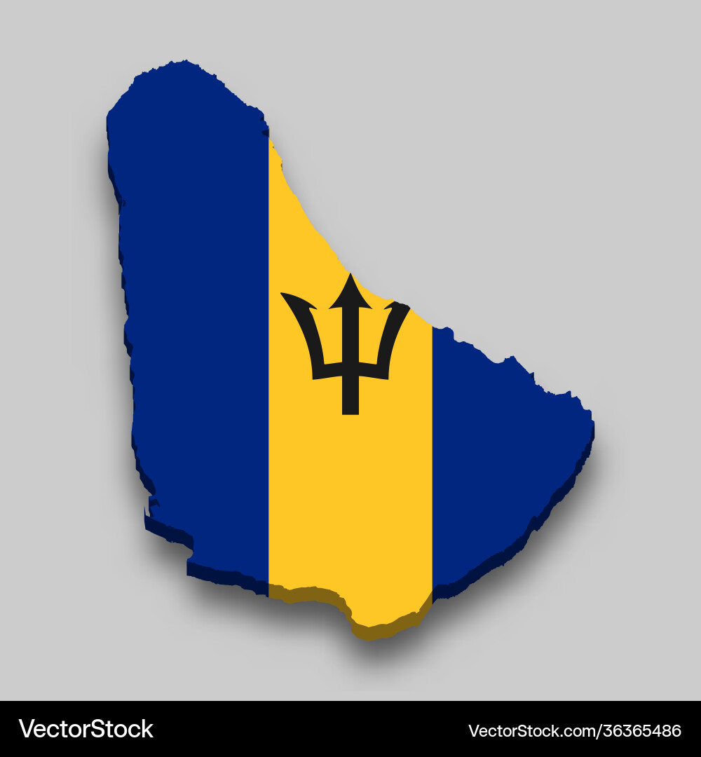 3d Isometric Map Barbados With National Flag Vector Image