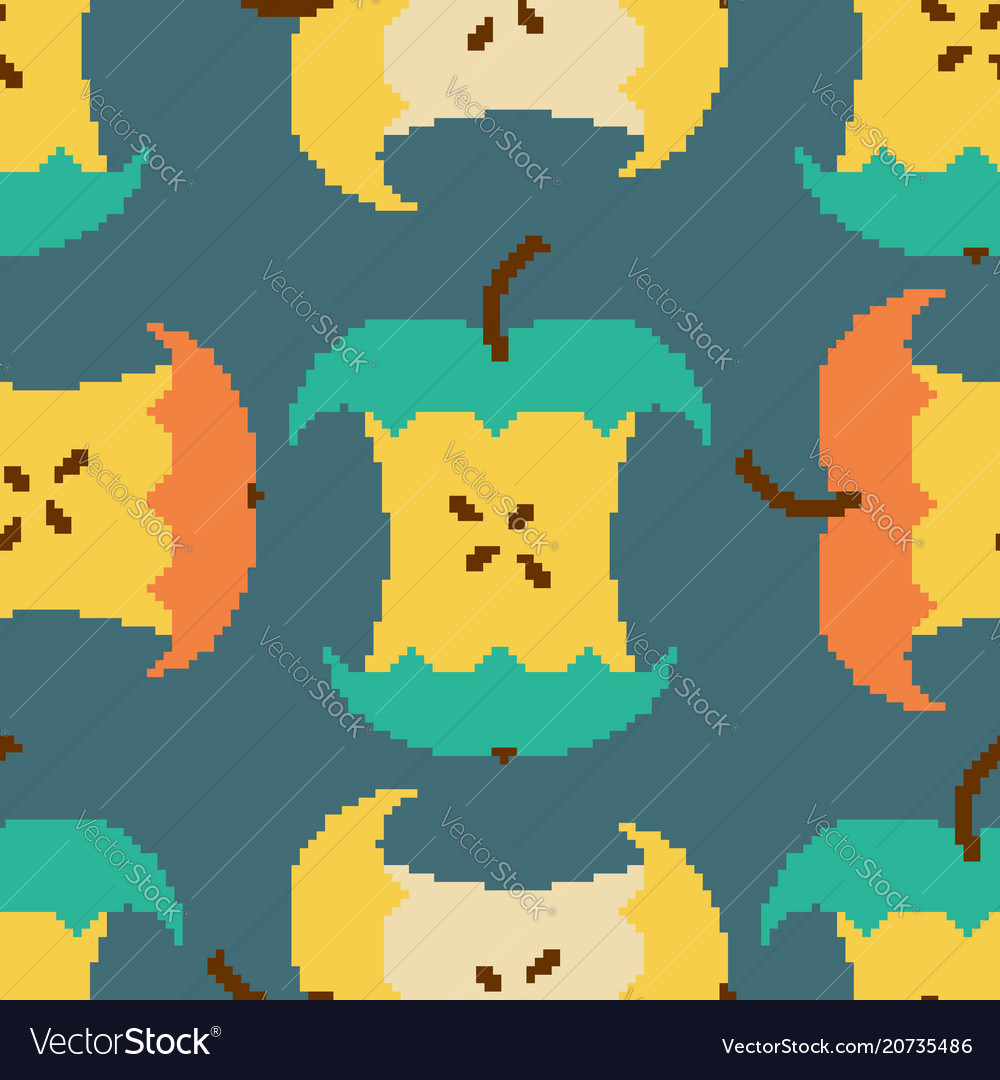 Apple core pixel art seamless pattern pixelated vector image Apple core pixel art seamless pattern pixelated