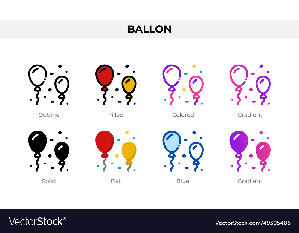 Balloon icons in different style set vector image Balloon icons in different style set