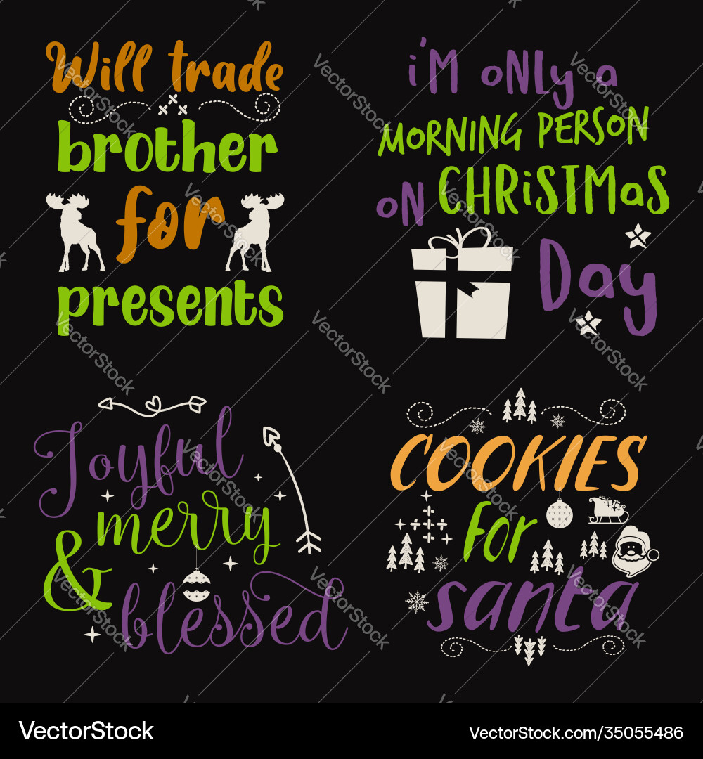 Beautiful christmas calligraphy quotes set Vector Image