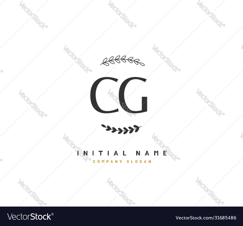 C G Cg Beauty Initial Logo Handwriting Logo Of Vector Image