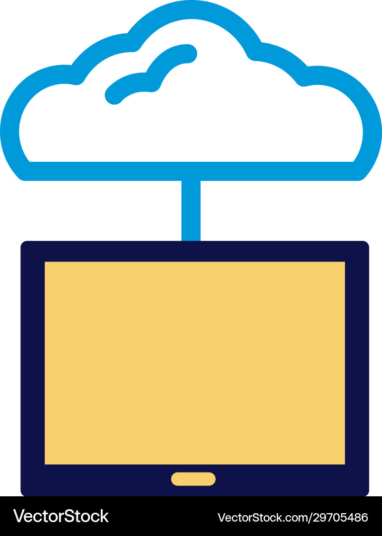 Cloud computing with tablet lineal color style Vector Image