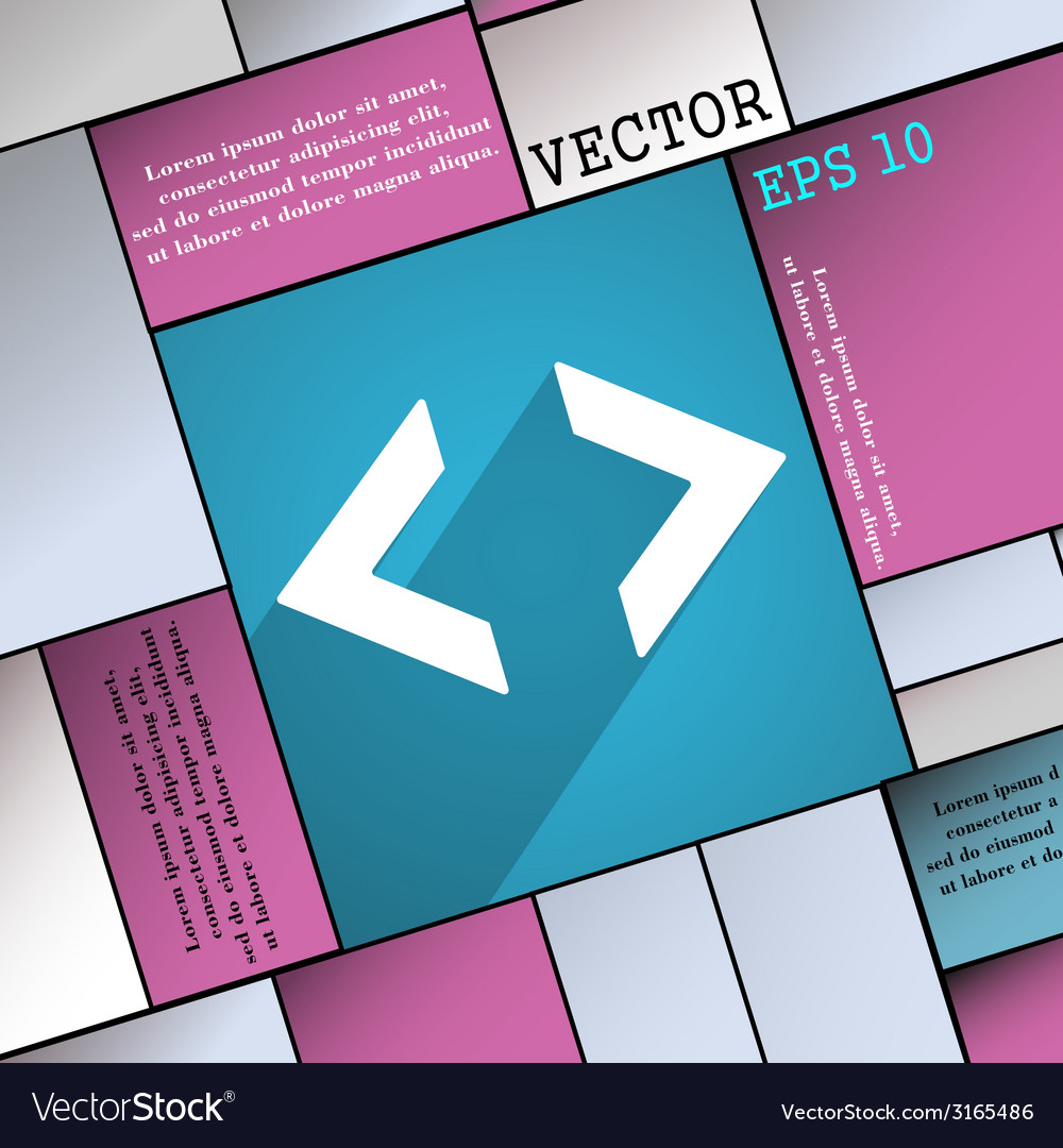 Code icon symbol flat modern web design with long