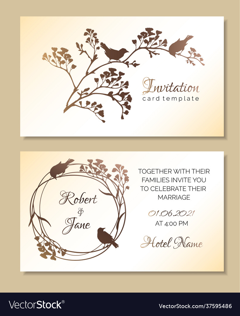 Horizontal wedding invitation design or greeting vector image Horizontal wedding invitation design or greeting