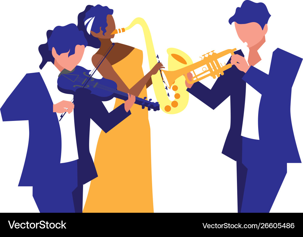Musicians people playing instrument orchestra Vector Image