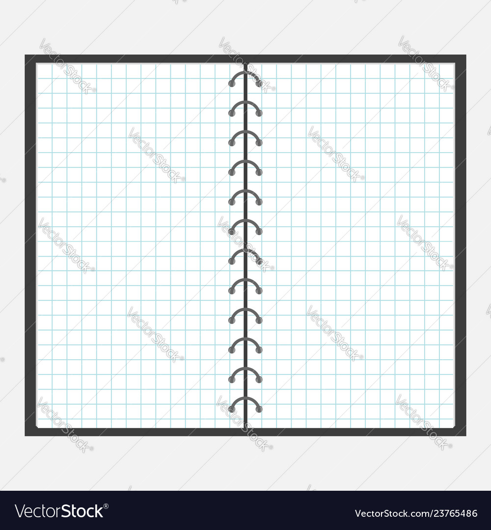 Open notebook with spiral and blank cell paper