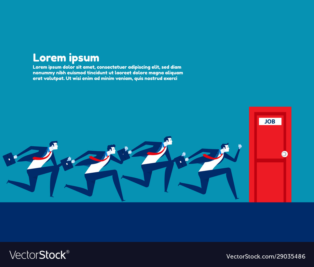 People running to job door concept business Vector Image