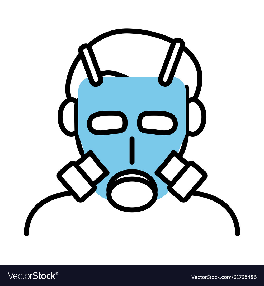 Person wearing biosafety mask line half color Vector Image