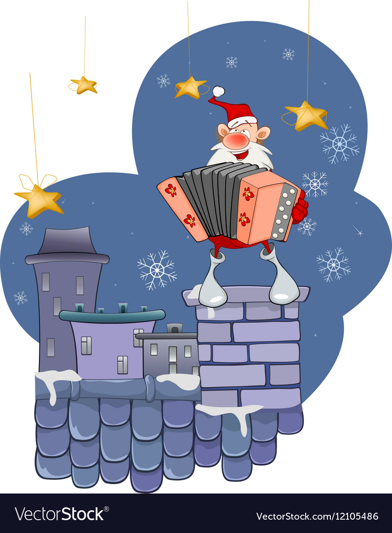 Santa Playing Akkordeon auf Dach