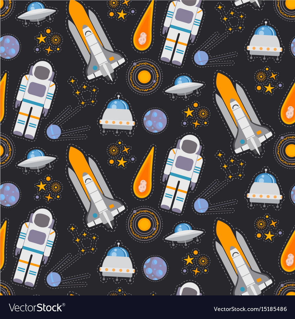 Seamless pattern with space exploration