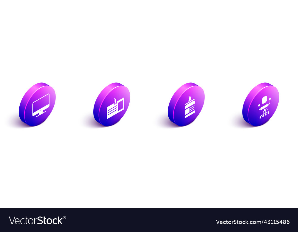 Set isometric computer monitor screen vector image Set isometric computer monitor screen