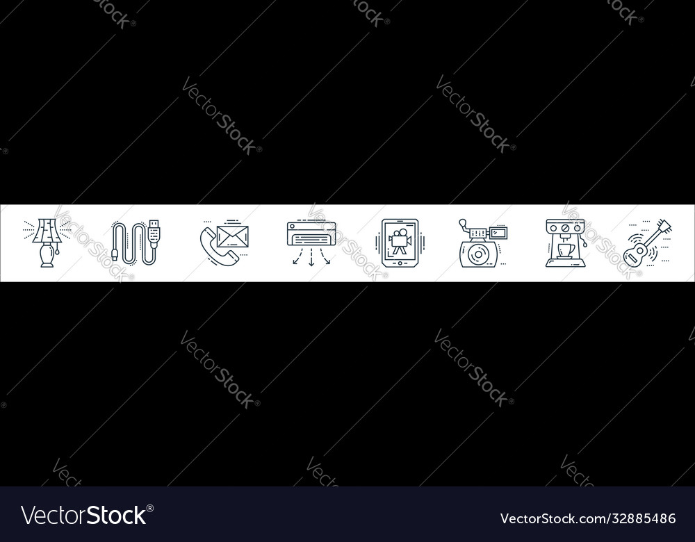 Technology devices line icons linear set quality