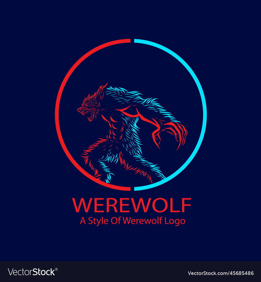 Werewolf line pop art portrait colorful logo Vector Image