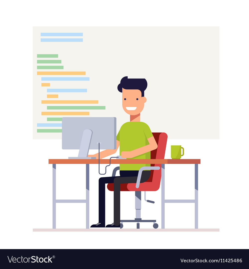 Young Programmer Coding auf Computer