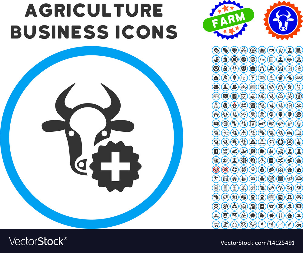 Cow create rounded icon with set