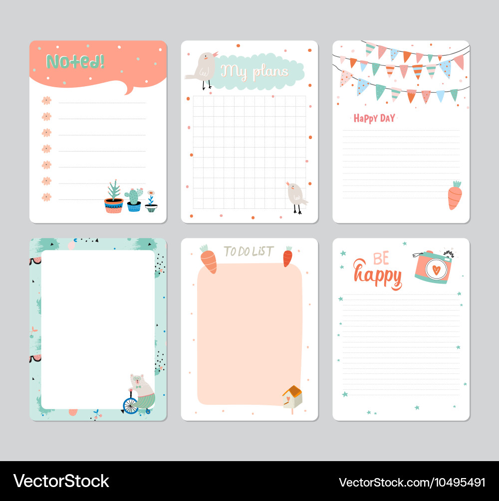 Daily Planner Note Set Royalty Free Vector Image