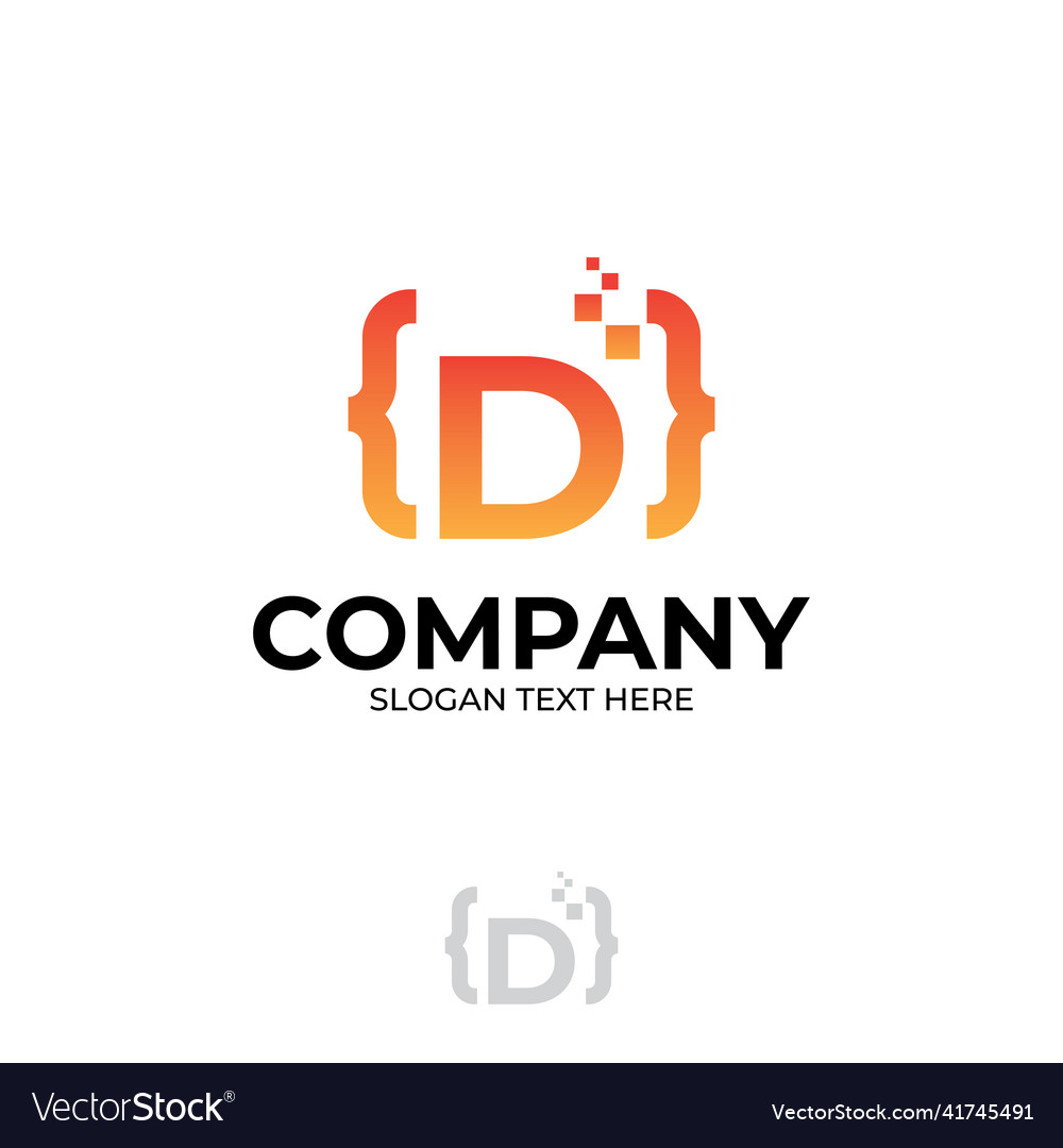Digitales Code-Logo mit Buchstabe d Design Codierung vector image Digitales Code-Logo mit Buchstabe d Design Codierung