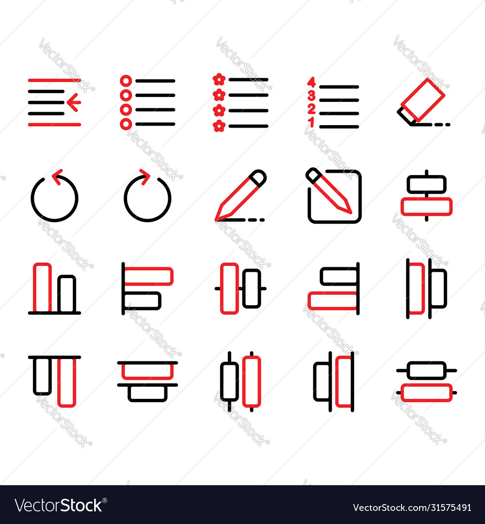 Editing text icon set include