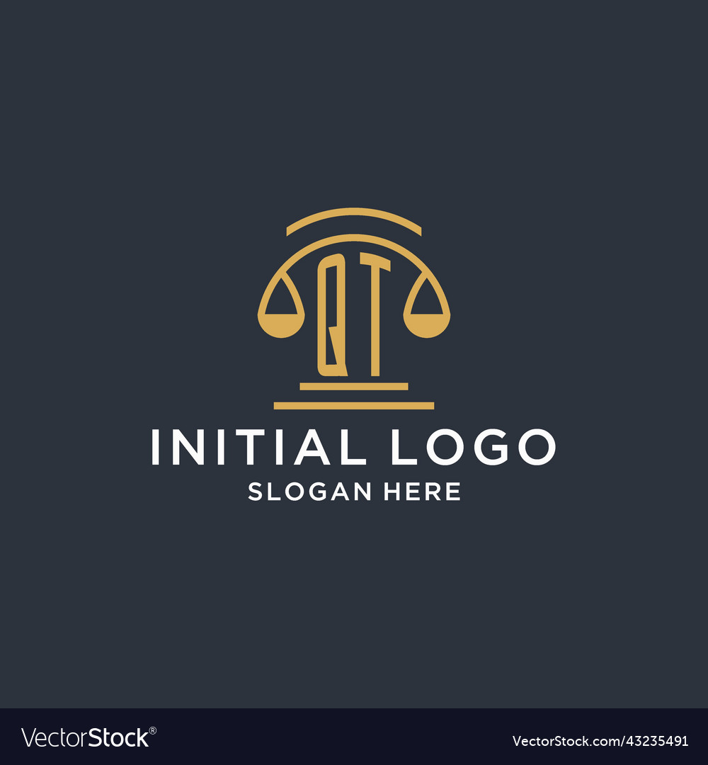 Qt initial with scale of justice logo design