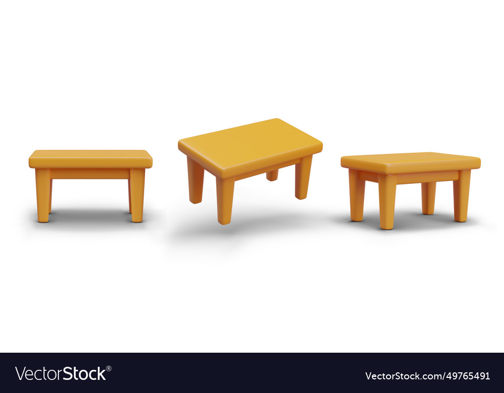 Realistic yellow table set of models at different vector image Realistic yellow table set of models at different
