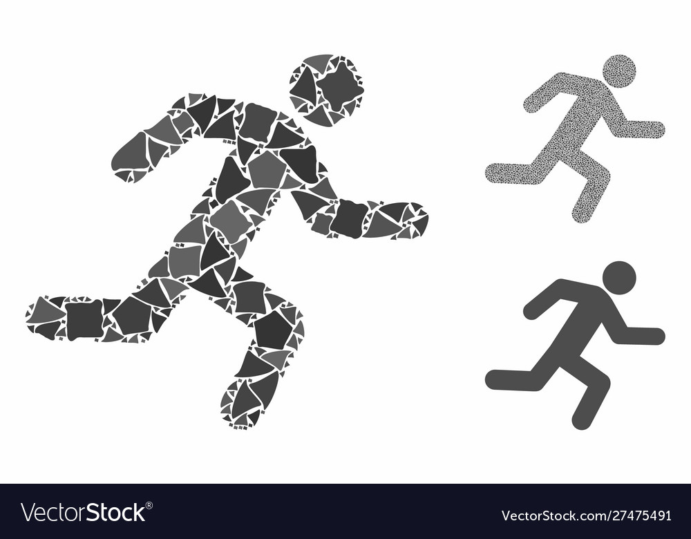 Running man composition icon uneven parts vector image Running man composition icon uneven parts