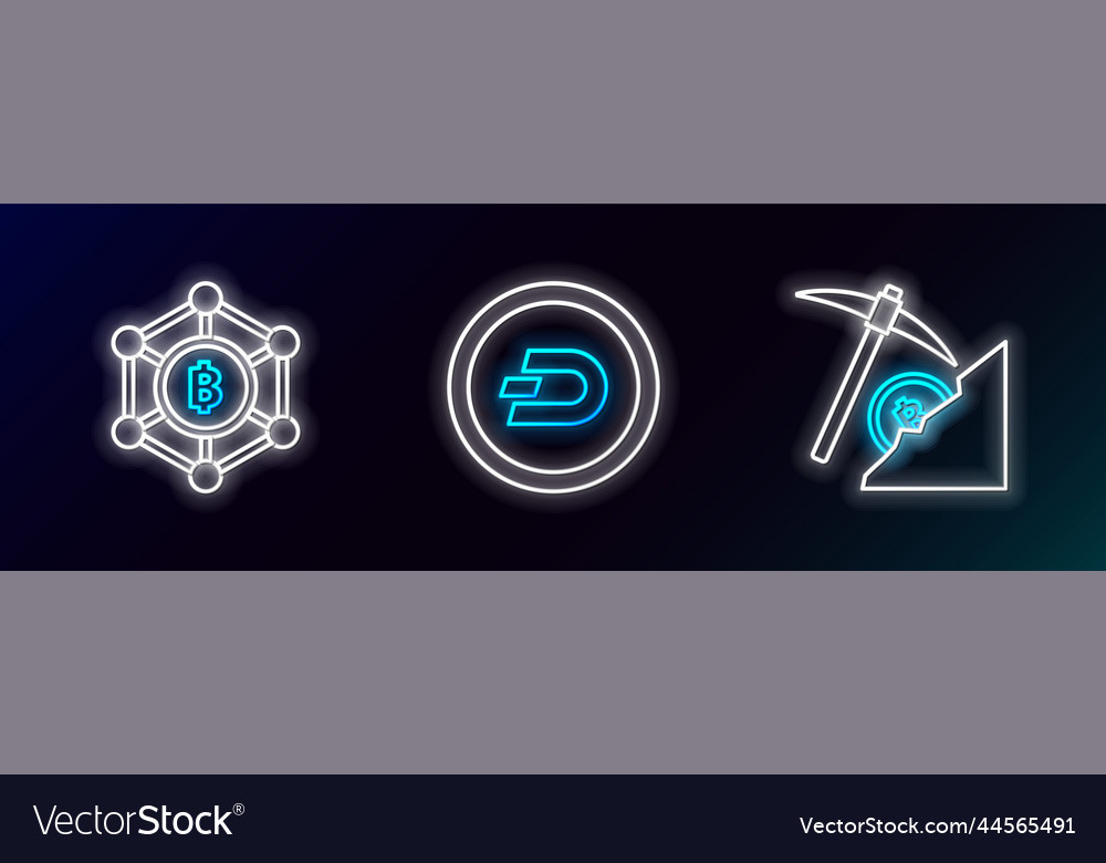 Set line cryptocurrency cloud mining blockchain vector image Set line cryptocurrency cloud mining blockchain