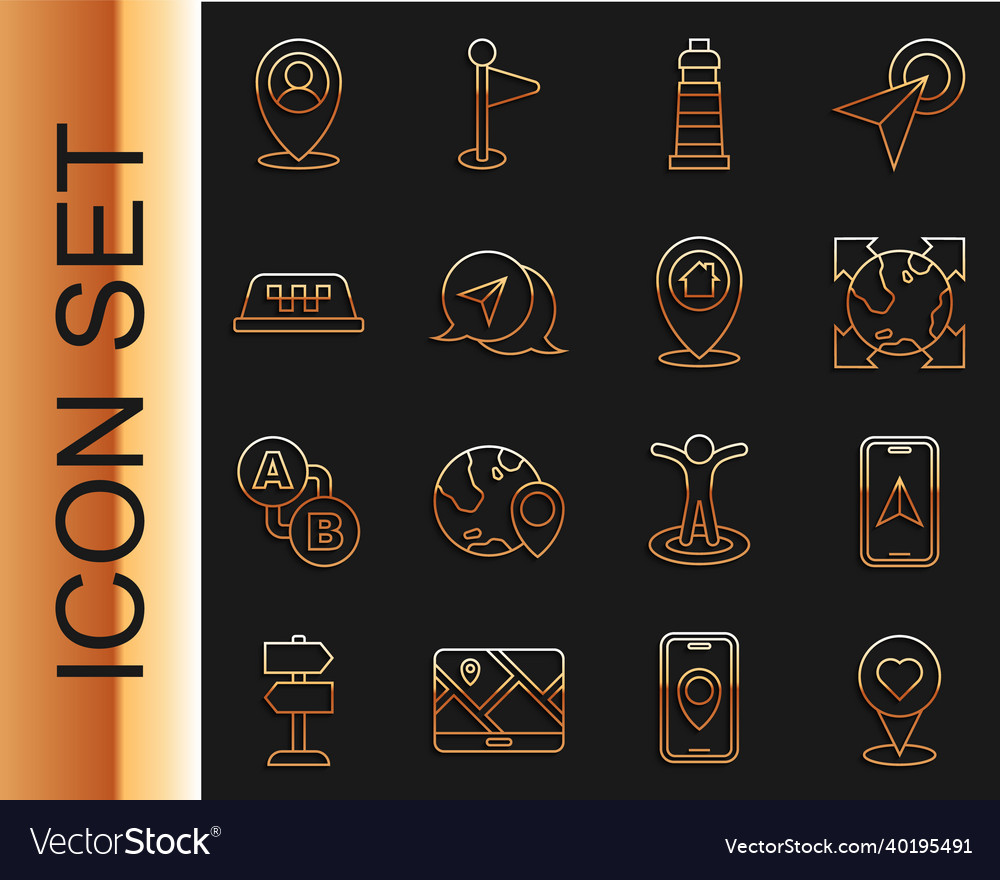 Set line location with heart city map navigation vector image Set line location with heart city map navigation