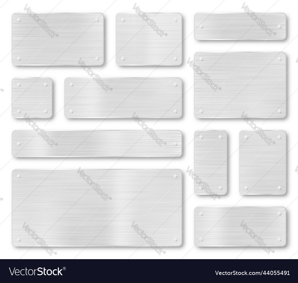 Set of metal plaques banners and tags plate Vector Image