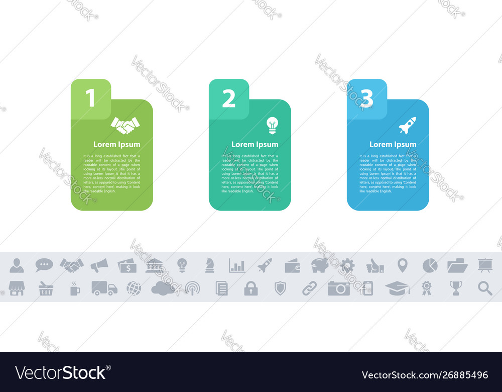 Business infographic design template - 3 steps Vector Image