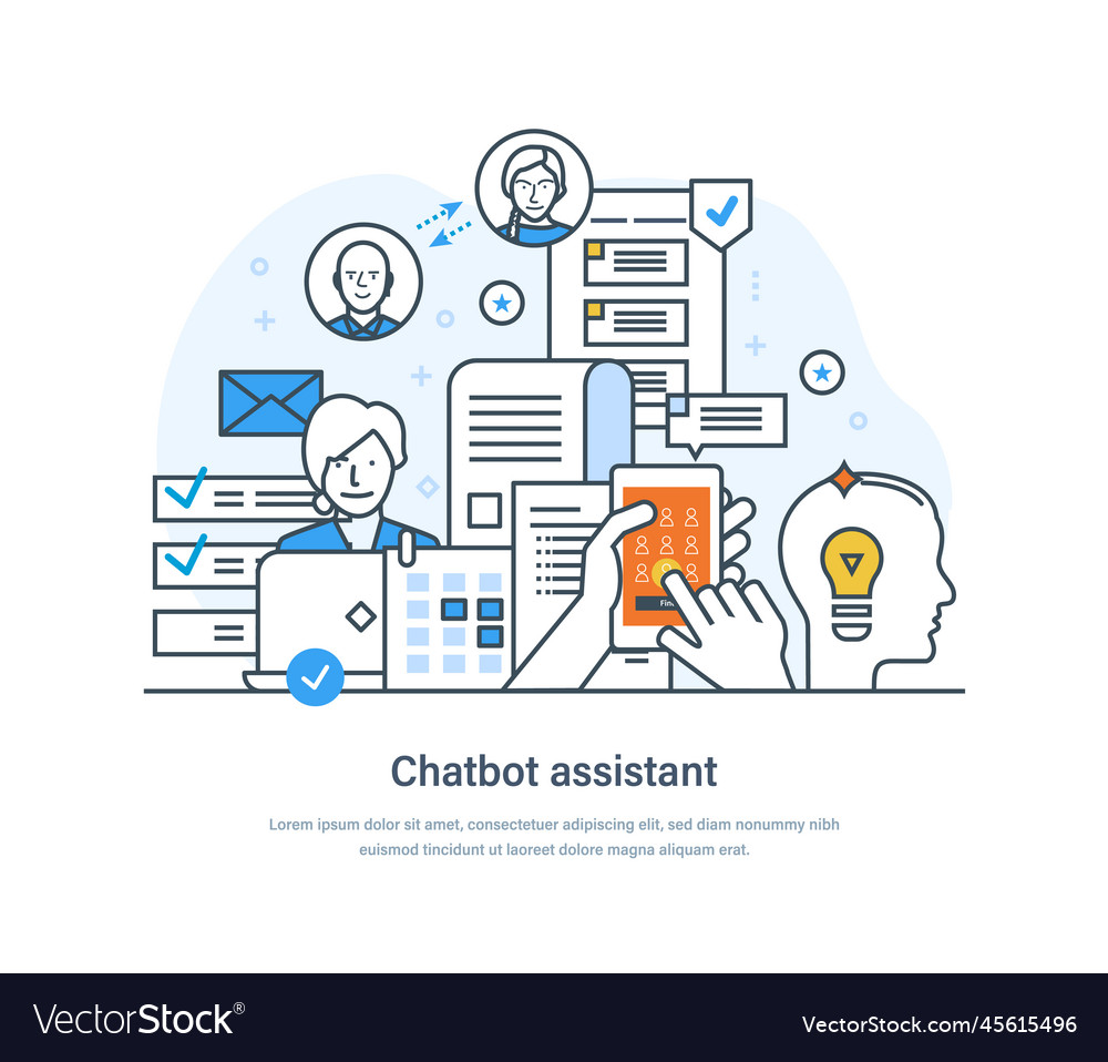 Chatbot assistant online support and mobile vector image Chatbot assistant online support and mobile