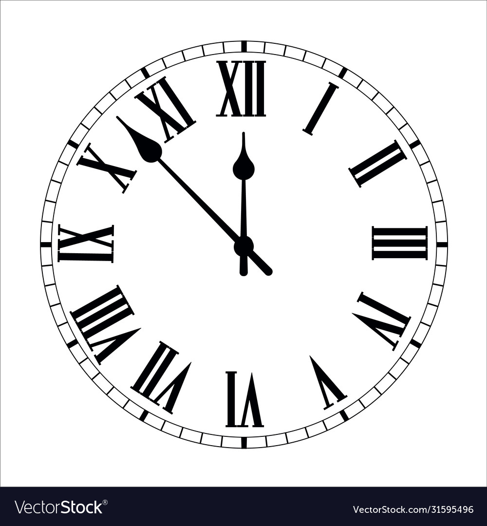 Clock face with shadow on white background Vector Image