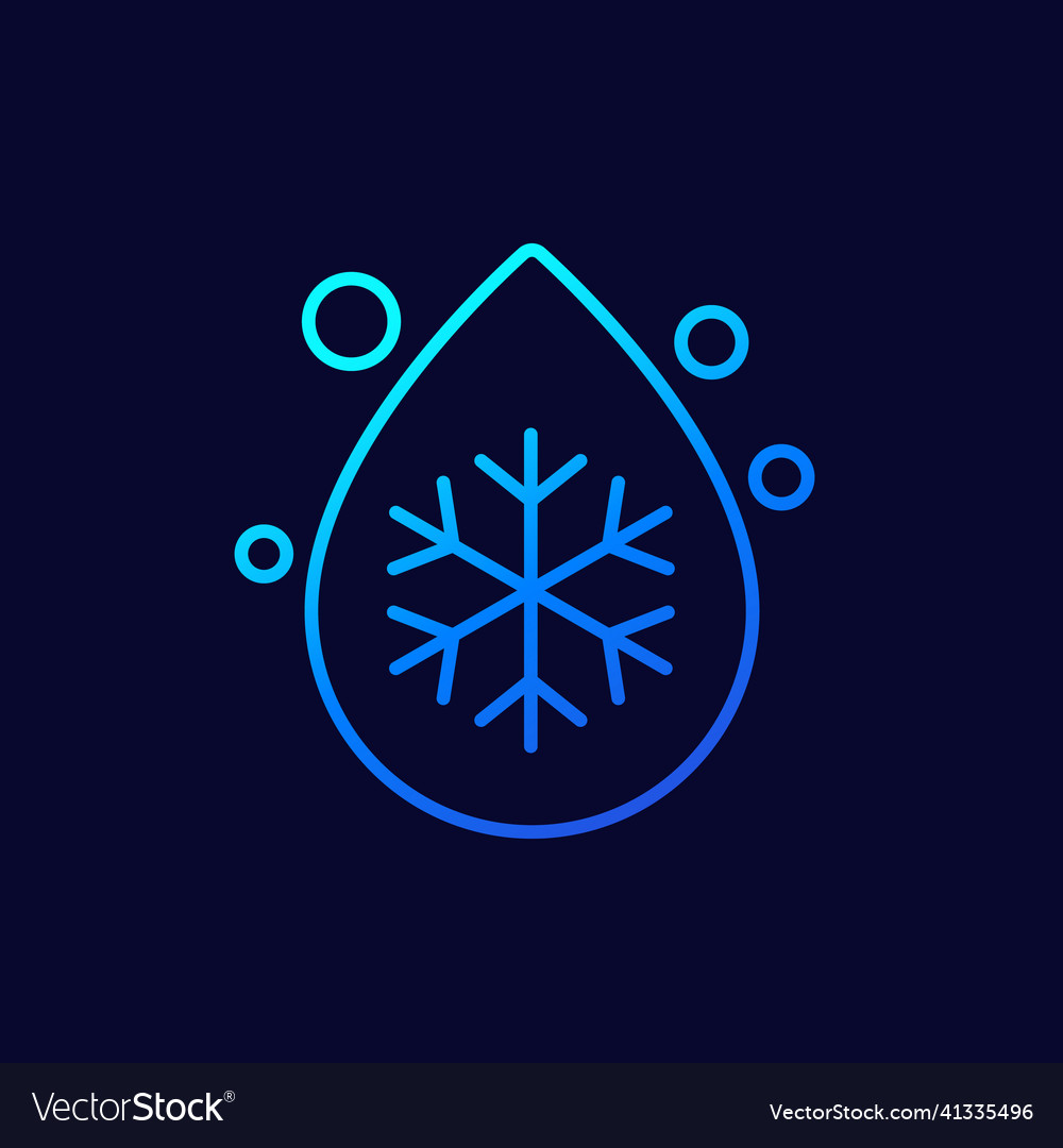 Coolant drop line icon with a snowflake