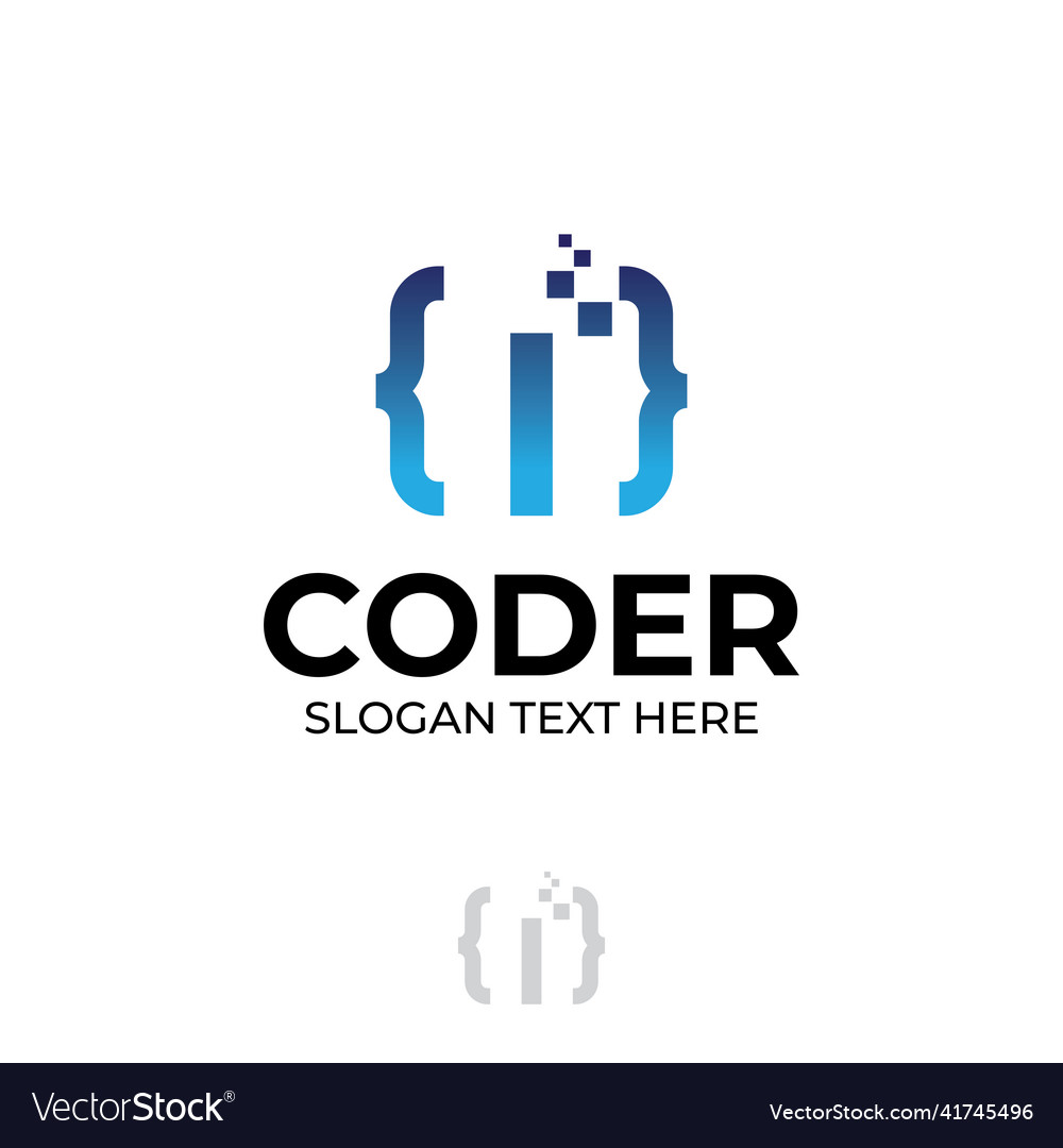 Digital code logo with letter i design coding