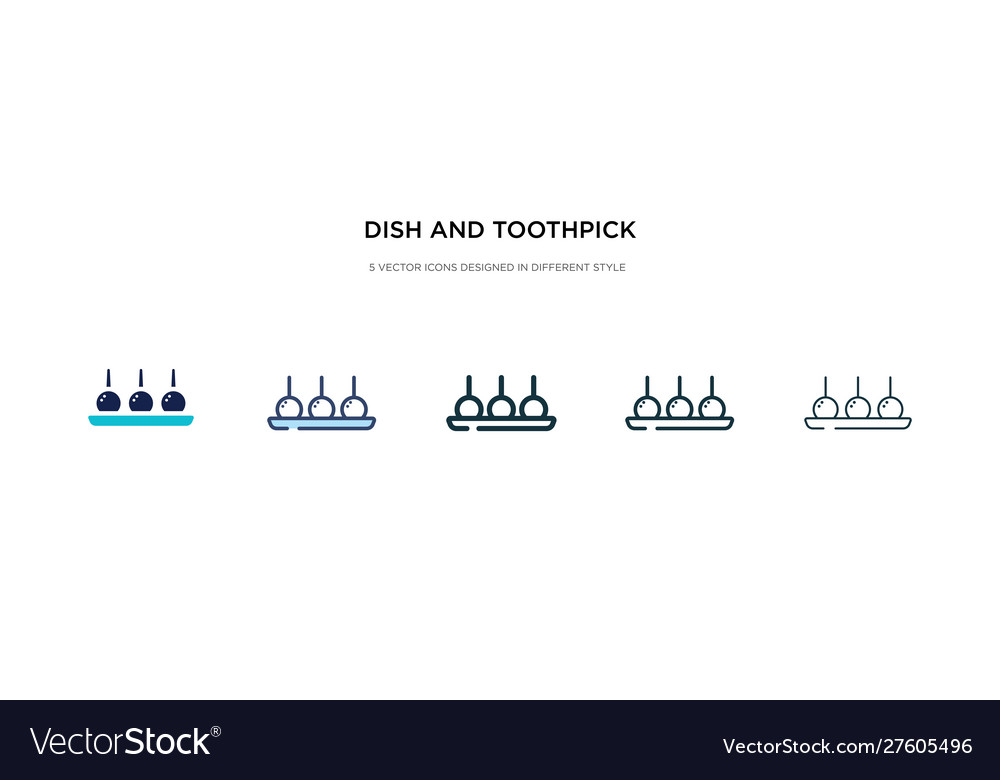 Dish and toothpick icon in different style two