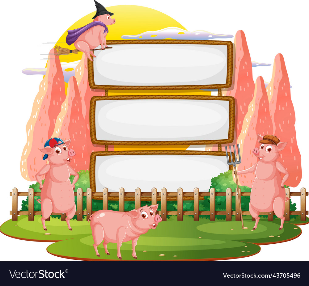 Empty banner template with farm animals Royalty Free Vector